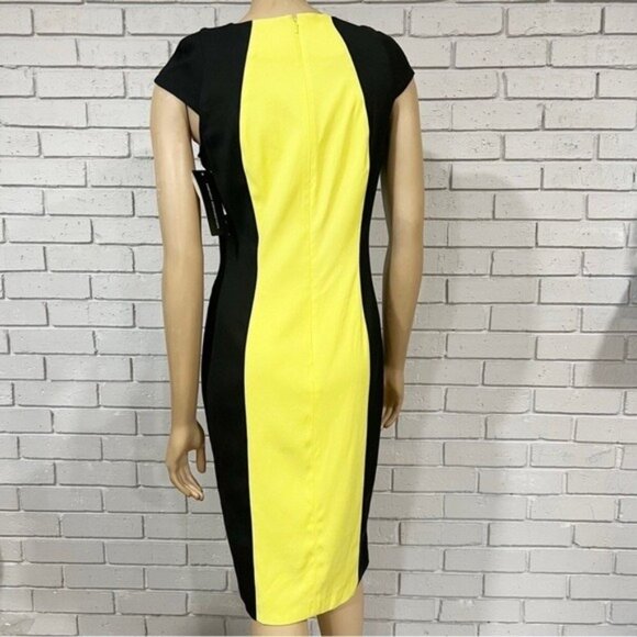 French Connection Colorblock Shift Dress – Butter Yellow & Black • Size 10 - Picture 3 of 5